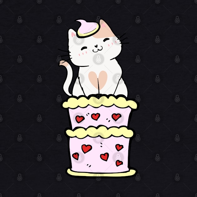 Funny white cat jumping out of a cake by Pet Station